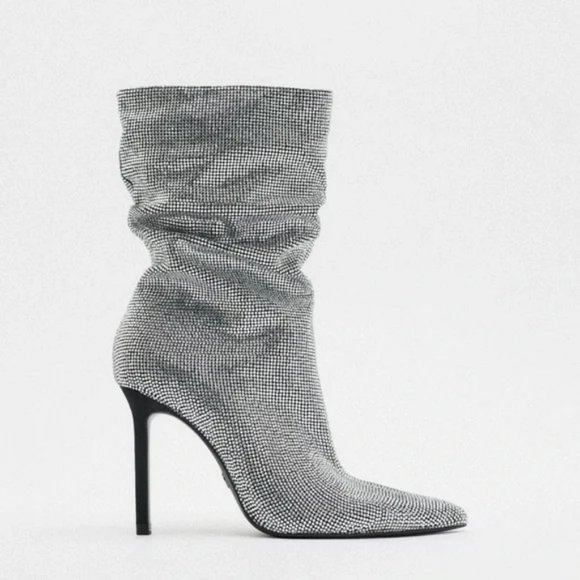 ZARA SPARKLY HIGH HEEL BOOTS - Picture 3 of 9